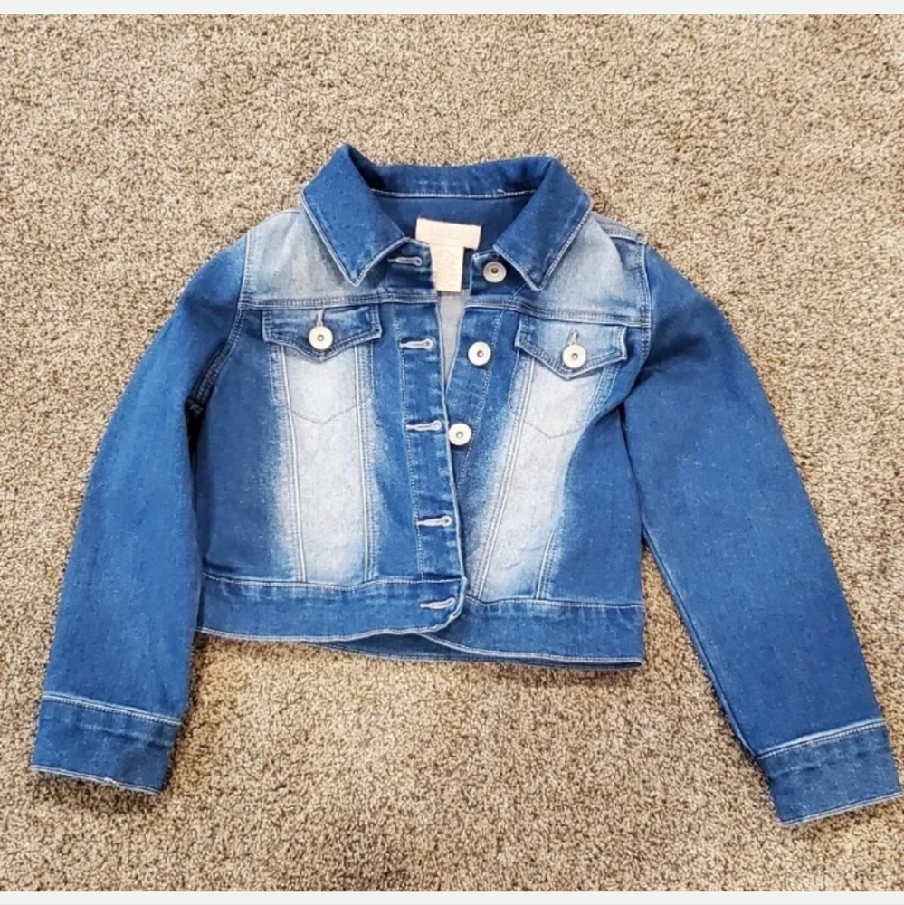Squeeze Denim Jacket Girls Size 7/8 white butterfly color